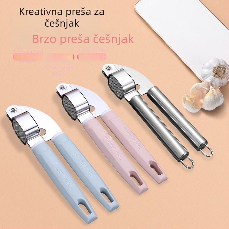 Presa za češnjak od nehrđajućeg čelika i čep za orašaste plodove — ručni zgnjevač češnjaka i alat za pastu od češnjaka