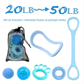 7-u-1 set za snagu hvatanja: prstenovi za hvatanje, fascia lopta, trener prstiju za jogu, otporna traka, bodljikava lopta