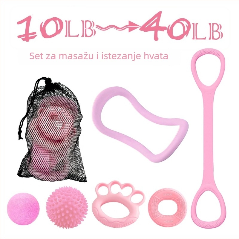 7-u-1 set za snagu hvatanja: prstenovi za hvatanje, fascia lopta, trener prstiju za jogu, otporna traka, bodljikava lopta