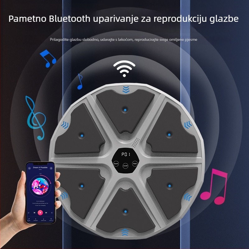 Pametan boksački zidni cilj s Bluetooth glazbom – kućna upotreba