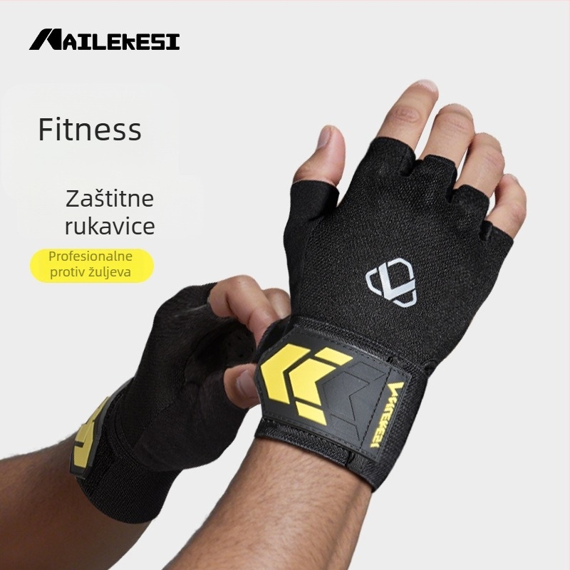 Rukavice za fitness s pola prsta i zaštitu dlana, za muškarce i žene, protuklizne, prozračne, za trening s bućicama