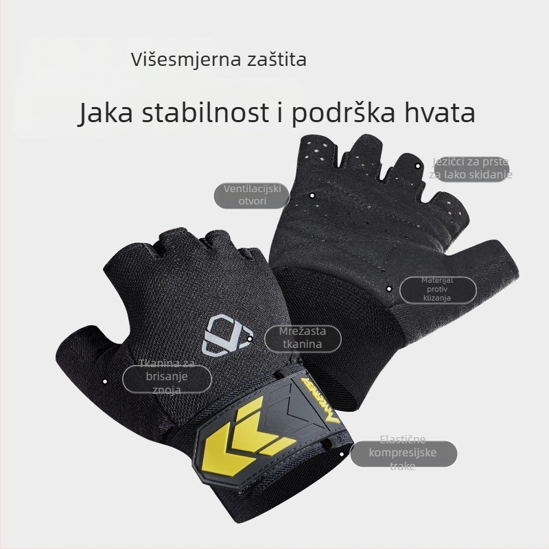 Rukavice za fitness s pola prsta i zaštitu dlana, za muškarce i žene, protuklizne, prozračne, za trening s bućicama