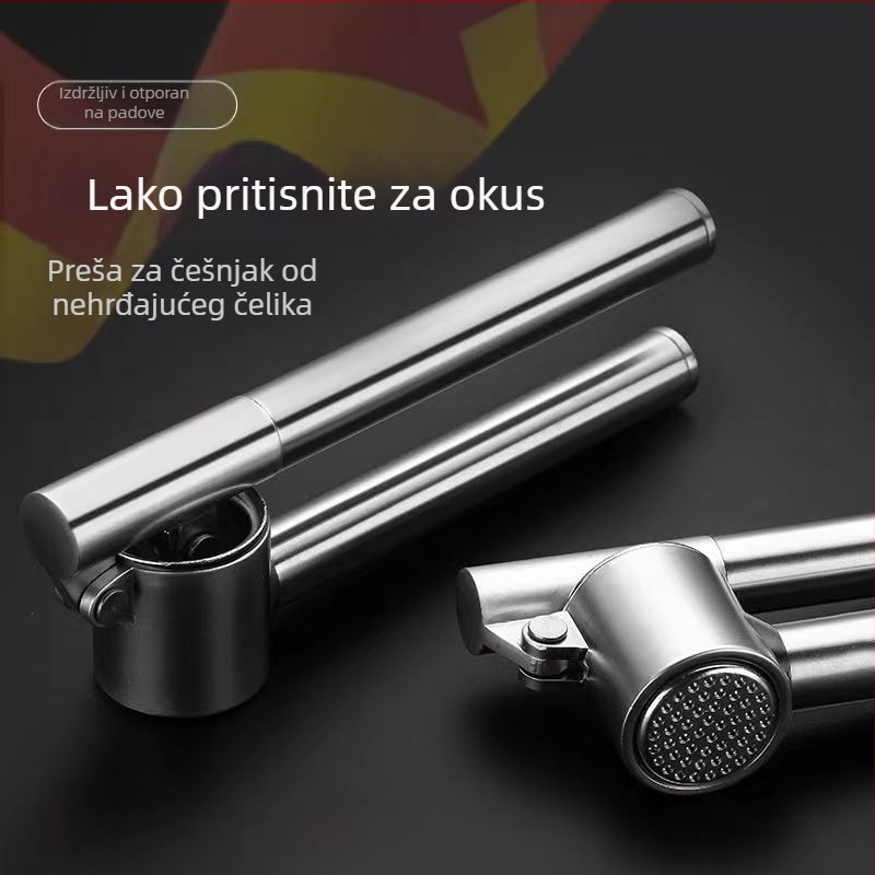 Proširiva presa za češnjak od nehrđajućeg čelika s oljuštivačem i lisom za pastu češnjaka – kuhinjski pribor