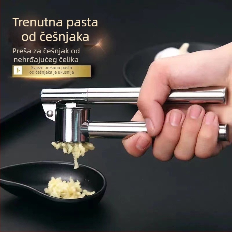 Proširiva presa za češnjak od nehrđajućeg čelika s oljuštivačem i lisom za pastu češnjaka – kuhinjski pribor