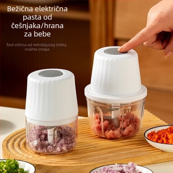 Bežični električni lis za češnjak i mljevač, alat za pastu od češnjaka, mali kuhinjski procesor za bebinu hranu, mljevač mesa