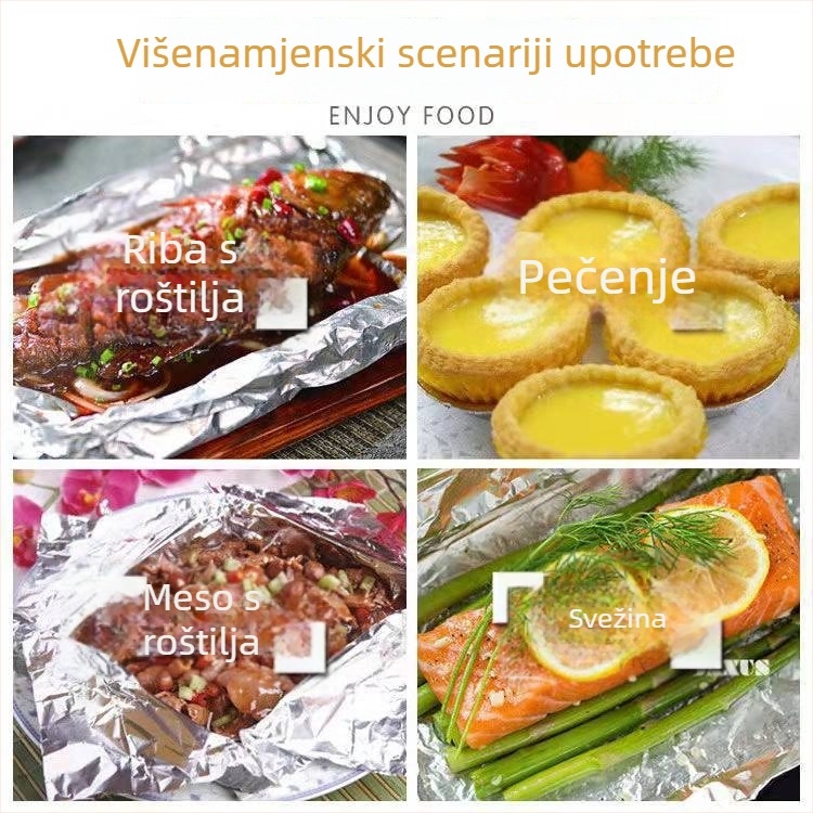 Aluminijska folija za pećnicu i zraku fritaju, otporna na masnoće, visoke temperature, ekonomsko pakiranje za roštiljanje i pečenje, prehrambene kvalitete