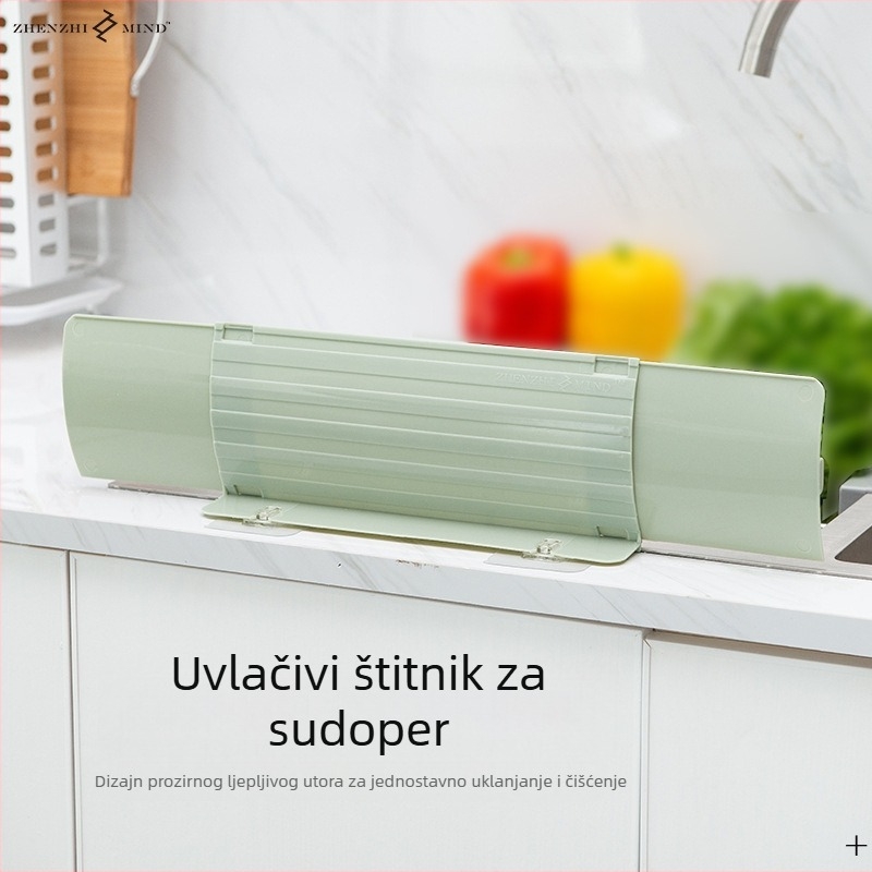 Izvlačni zaštitnik od prskanja za kuhinjsku sudoperu s usisnim čašicama i odvajačem ulja