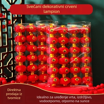 2026. godina konja – flokirani crveni lampioni s naljepnicama blagoslova, za vješanje na posude ili na drveće — dekorativni lampioni za proljetni festival