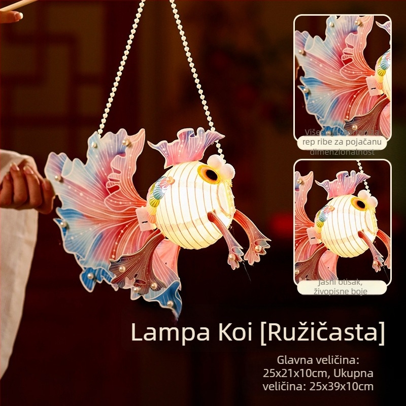 Lampion za djecu za Mid-Autumn Festival, prenosni svjetleći lampion u obliku zlatne ribice, ručna izrada, DIY materijali, antički stil