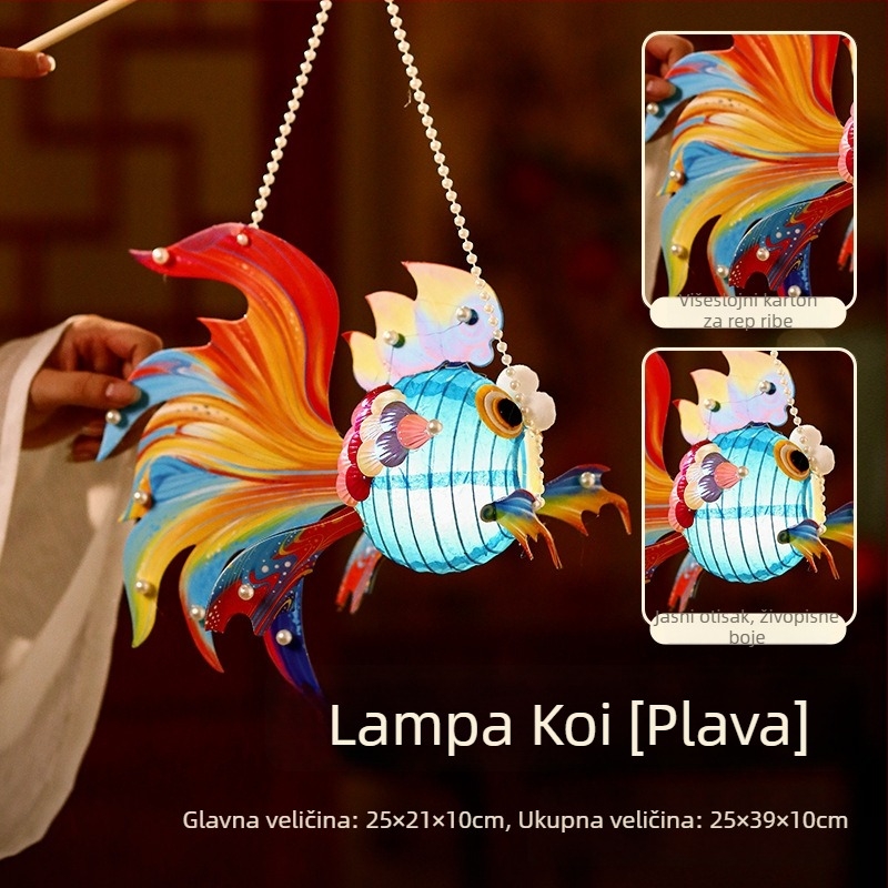 Lampion za djecu za Mid-Autumn Festival, prenosni svjetleći lampion u obliku zlatne ribice, ručna izrada, DIY materijali, antički stil