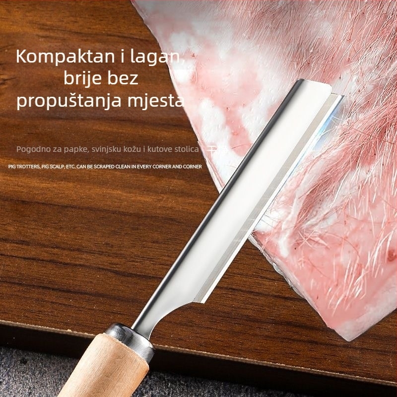 Prijenosni alat za uklanjanje dlake s goveda, ovaca i svinja, od nehrđajućeg čelika, drvena ručka, protuklizan, oštar, siguran za ruke