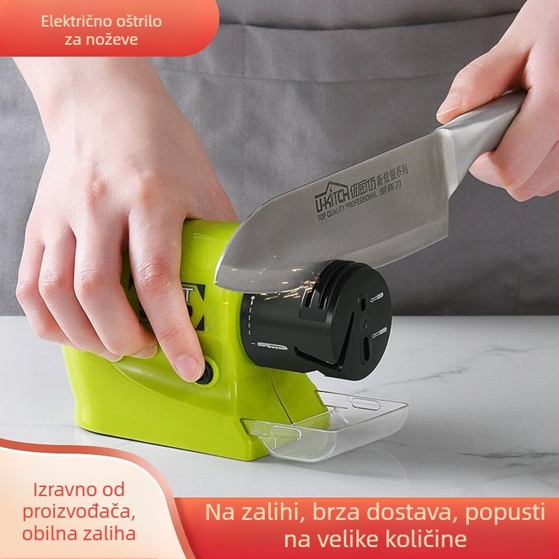 Električni kućni oštrač noževa, višenamjenski, automatski, kamen za oštrenje, za nože od voća, odvijač i brusilica