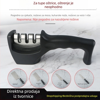 Trostupanjski prijenosni oštrač noževa za kuhinju s volframskim čelikom i keramnim kamenjem