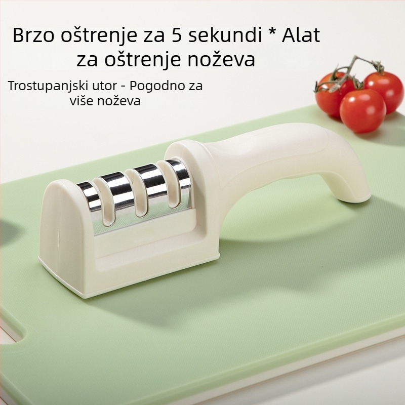 Trostupanjski ručni oštrač noževa za kućnu upotrebu – kuhinjski višenamjenski brusni kamen