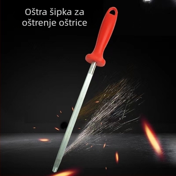 Oštrač noževa od nehrđajućeg čelika, ručni oštrač s kružnom ručkom, prijenosni kuhinjski alat