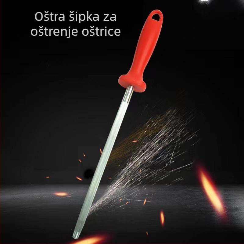 Oštrač noževa od nehrđajućeg čelika, ručni oštrač s kružnom ručkom, prijenosni kuhinjski alat