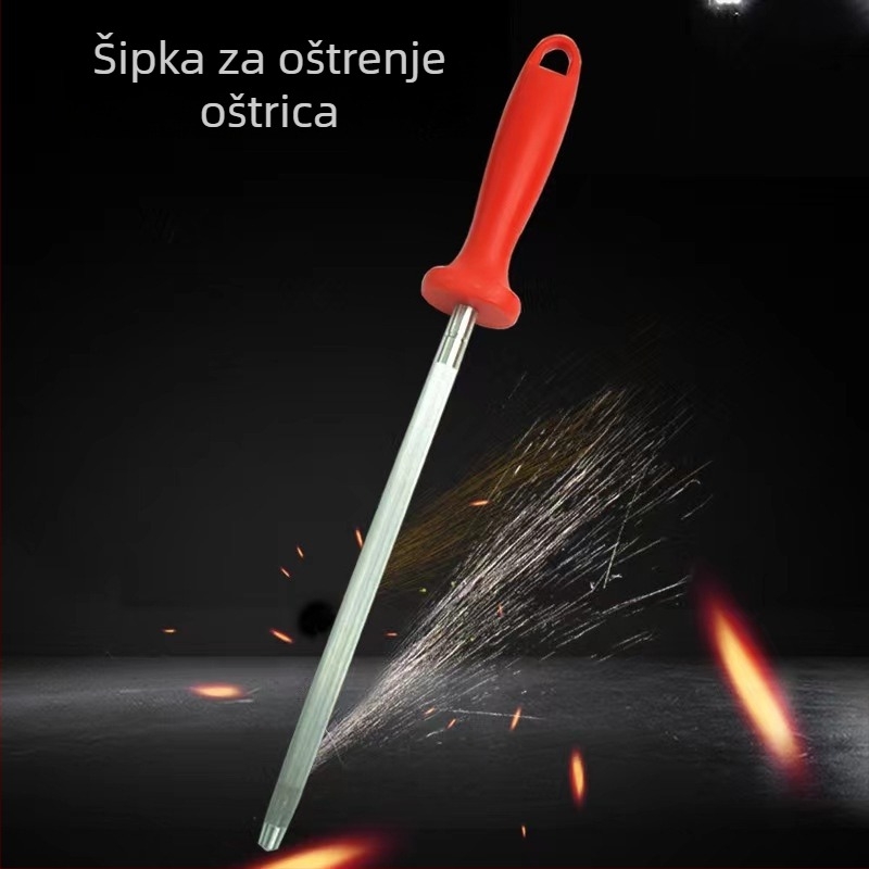 Oštrač noževa od nehrđajućeg čelika, ručni oštrač s kružnom ručkom, prijenosni kuhinjski alat