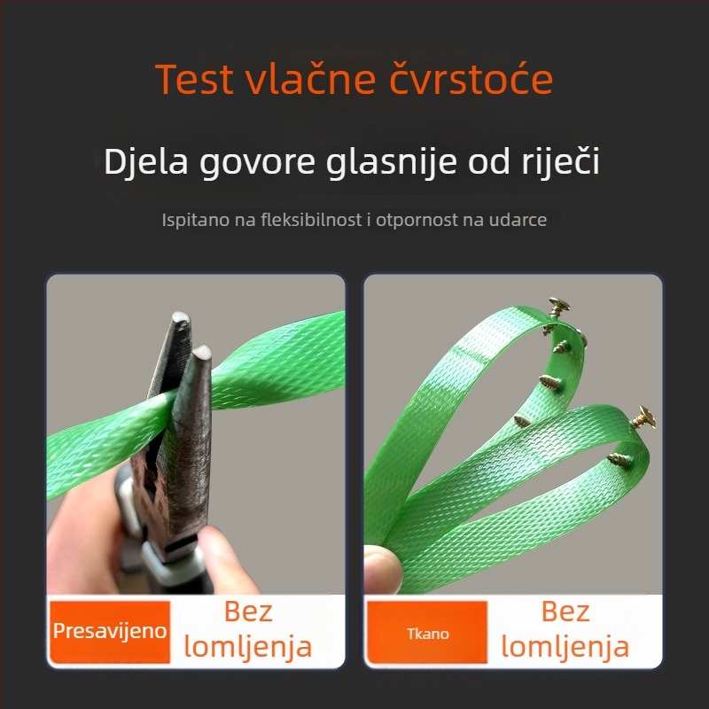 PET traka za pakiranje za ručno učvršćivanje s dodatkom tackifiera — topljiva traka za pakiranje