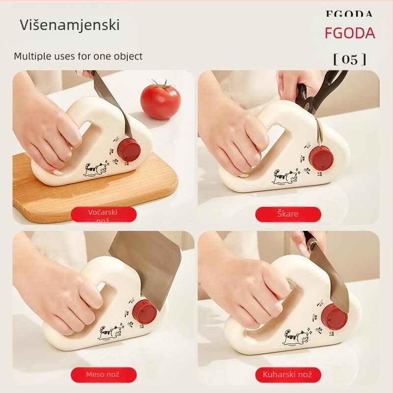 Norton 4-u-1 višenamjenski alat za oštrenje noževa: ručni oštrač, kamen za oštrenje, nožice i nož s nazubljenom oštricom, protuklizna baza