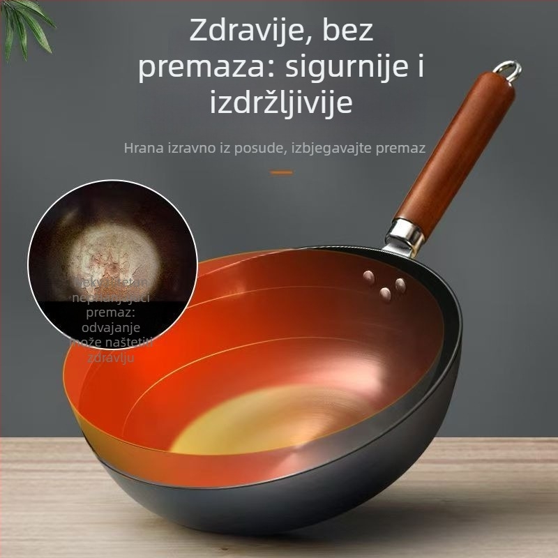 Golden Sixth Son liveni wok, veliki za kućnu upotrebu, tradicionalan bez premaza, nitridiran, spreman za korištenje