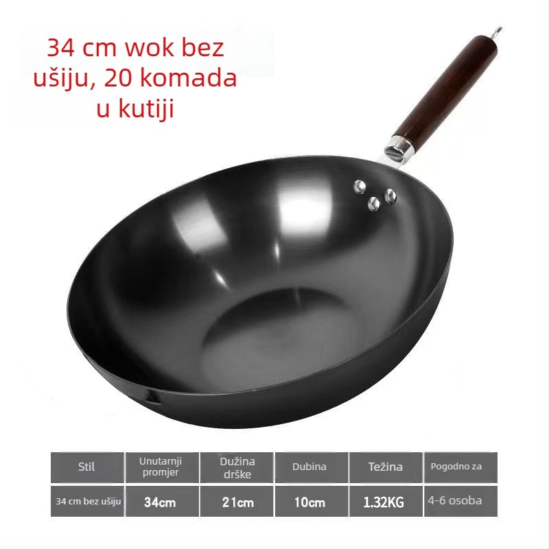Golden Sixth Son liveni wok, veliki za kućnu upotrebu, tradicionalan bez premaza, nitridiran, spreman za korištenje