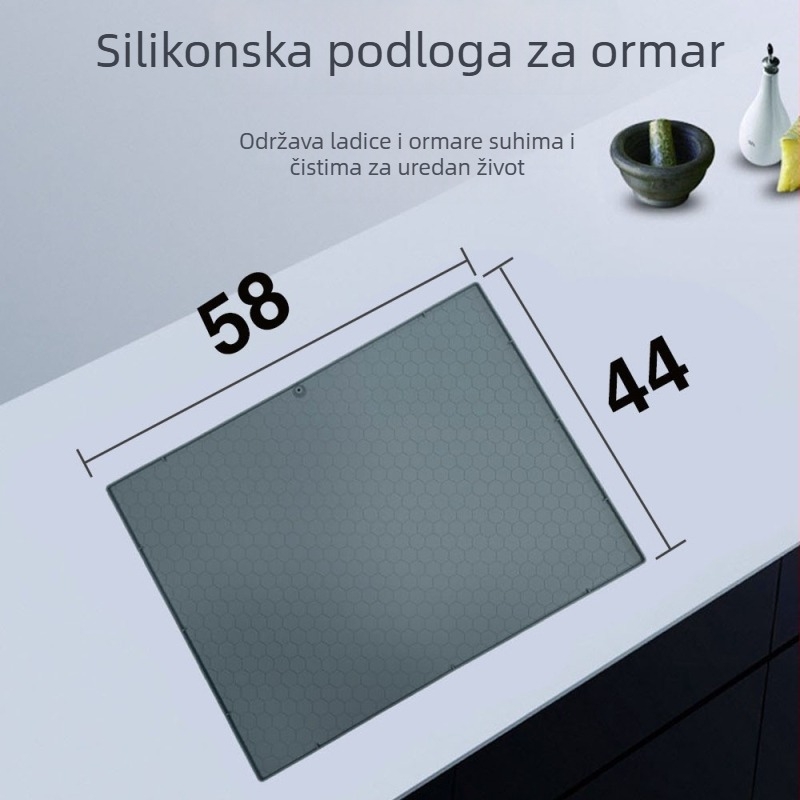 Silikonska podloga za sudoper u obliku dijamanta, 58×44 cm, otporna na mrlje i ulje, odvodnja, za mali kuhinjski ormarić