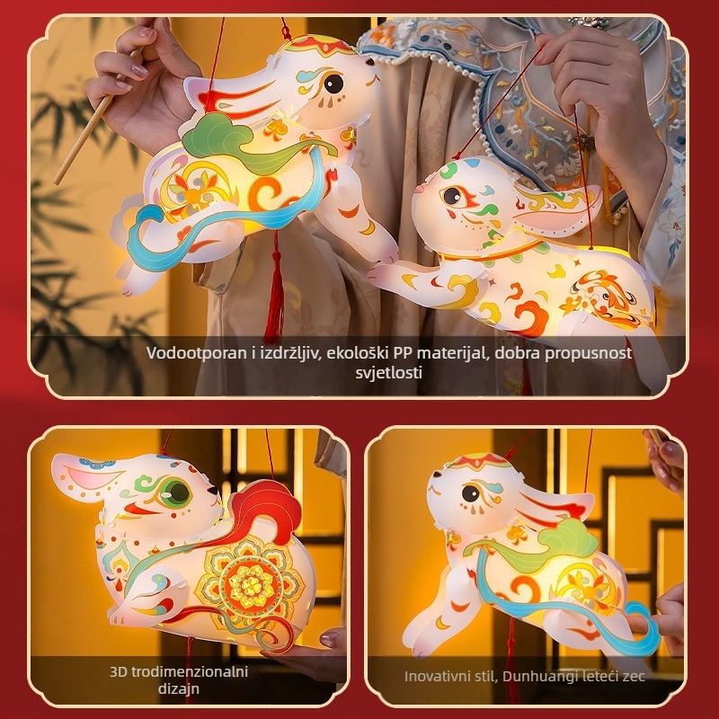Lampion zeca iz Dunhuanga za Festival polumjeseca, svijetleći PVC ručni lampion, DIY komplet za djecu, dvorčni lampion