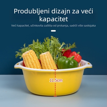 Camellia Plastični dvostruko odvodni koš za pranje povrća i voća