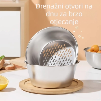 Kuhinjski nehrđajući čelični koš za ispiranje voća, japanskog stila, mini dvostruki sloj, pogodan za hranu, mala veličina