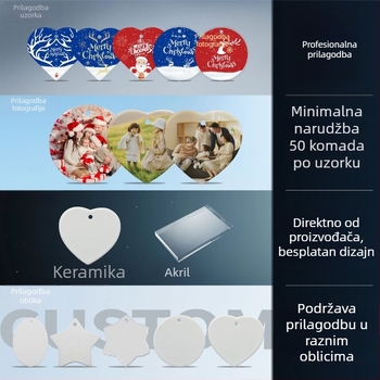 Okrugli keramički privjesak za božićnu dekoraciju - dvostrani UV ispis