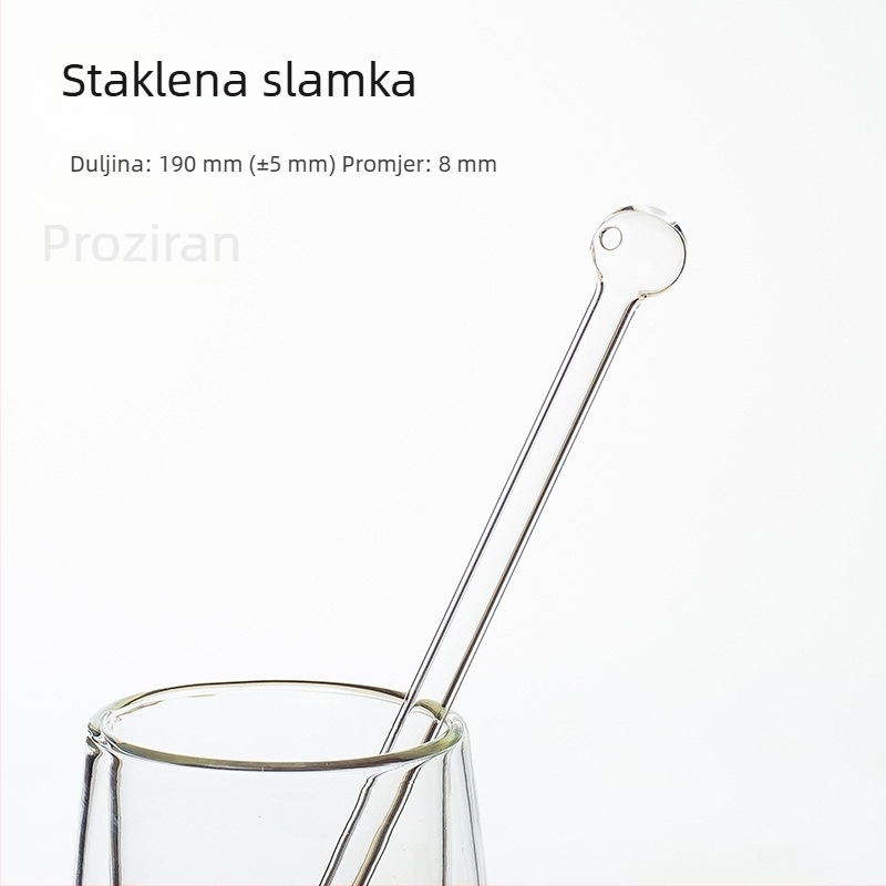Kreativna staklena slamka od borosilikatnog stakla, višebojna s okruglim vrhom, za mliječni čaj, 8×190 mm