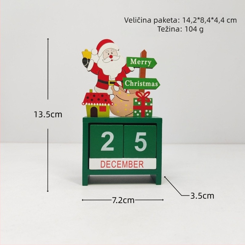 Drveni božićni vječni kalendar za stol – dekorativni ukras