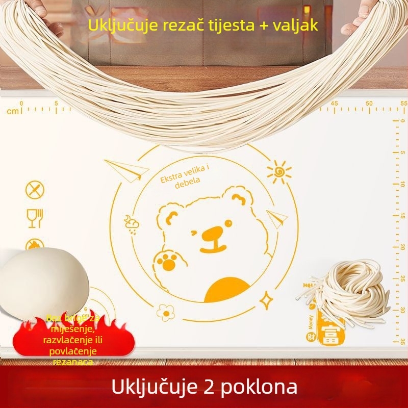 Silikonska podloga za tijesto i razvaljivanje, prehrambene klase, otporna na plijesni i antibakterijska