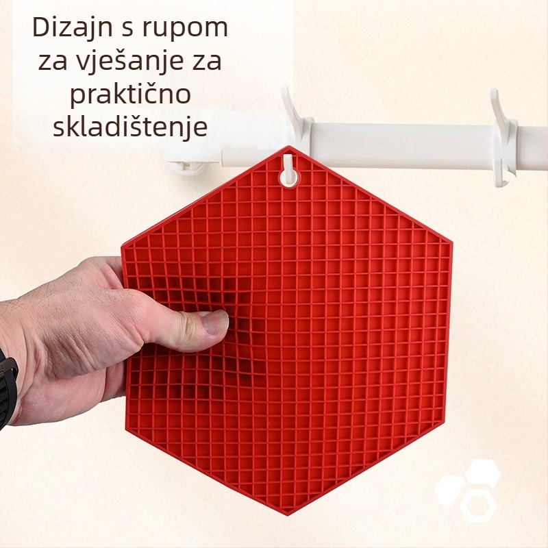 Silikonska šesterokutna podloga za stol – otporna na toplinu, protuklizna, geometrijski dizajn saća od pčela za čajnu šalicu