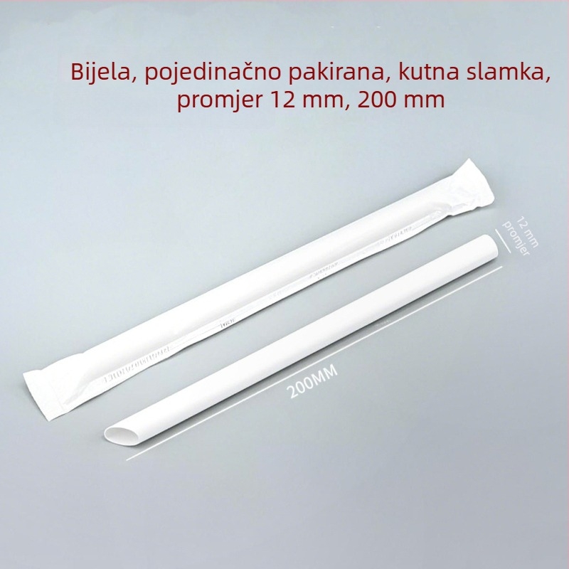 Jednokratne obojane zakrivljene papirnate slamke, individualno pakirane, prozirne