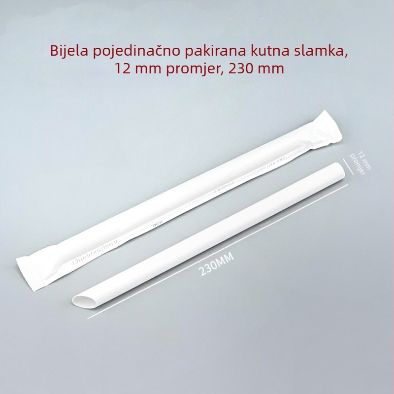 Jednokratne obojane zakrivljene papirnate slamke, individualno pakirane, prozirne