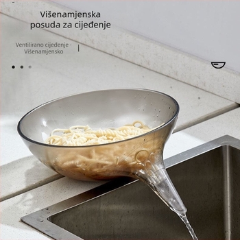 Plastična jednodijelna odvodna košarica za kuhinju – za pranje povrća, ispiranje riže i pladanj za voće