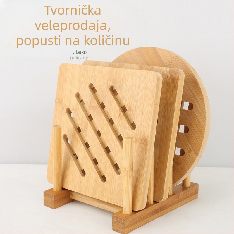 Perforirani bambus podmetač, kvadratni toplinski izolacijski podmetač za zdjele i posude