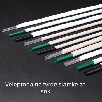 Jednokratne čvrste slamke za napitke – tanke ravne slamke za čaj s mlijekom, kavu, sokove i limun čaj, individualno pakirane, 100 kom