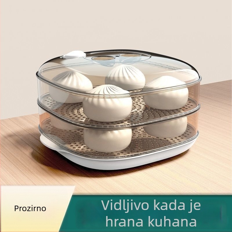 Kutija za parenje u mikrovalnoj s poklopcem, prozirna posuda za kuhanje na paru s kvalitetnom hranom, kućni višenamjenski uređaj za grijanje obroka