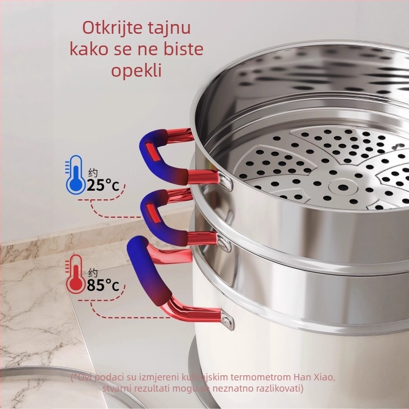 Kućna mreža za paru od 316 nerđajućeg čelika, prehrambene kvalitete, univerzalna ručka za lonac za mlijeko, podignuta i zgušnjenja mreža za paru