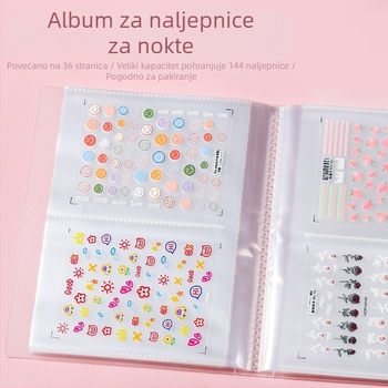 Album za pohranu naljepnica za nokte, veliki kapacitet, minimalistički japanski stil, prozirne naljepnice za nokte