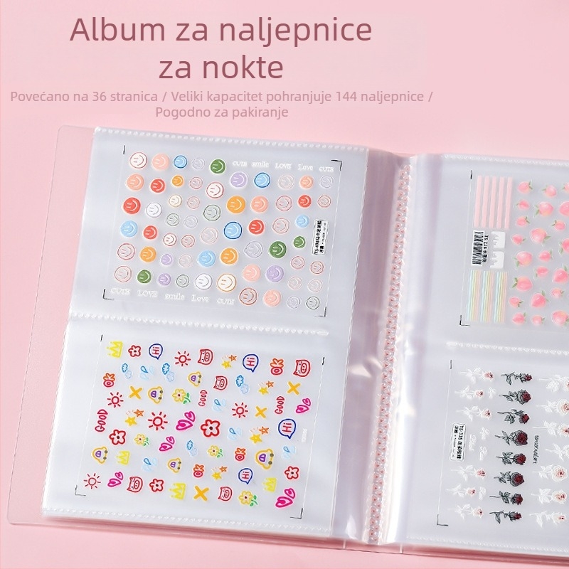 Album za pohranu naljepnica za nokte, veliki kapacitet, minimalistički japanski stil, prozirne naljepnice za nokte