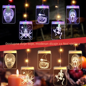 LED zvjezdana zavjesa s USB napajanjem, 3D viseći božićni dekor za unutarnju upotrebu