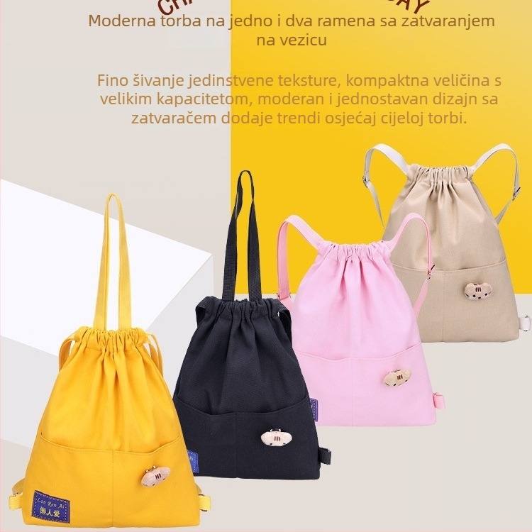Platneni ranac s vezicama, mali korejski stil za žene i muškarce, školska torba, casual putnički ranac