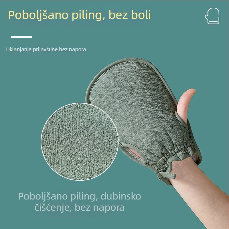 Rukavica za tuširanje za kućnu upotrebu, snažno exfoliranje leđa, bezbolno čišćenje, gruba tekstura, siva