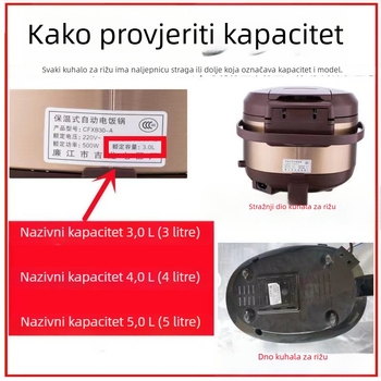 Univerzalni unutarnji lonac za električni lonac za rižu, kapacitet 5 litara, kompatibilan s Meiling, Wanlida i Xianke, debeli sferni unutarnji lonac