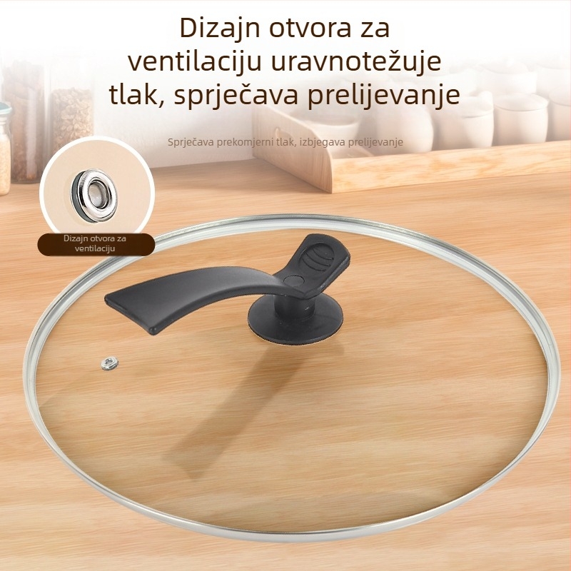Kapa od kaljenog stakla za posuđe, proziran, za kuhanje (20–36 cm)