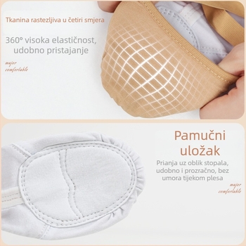 Dječje baletanke s elastičnim materijalom, mekana kožna potplata, bez vezica, dizajn mačje šape, prozračan platneni gornji dio