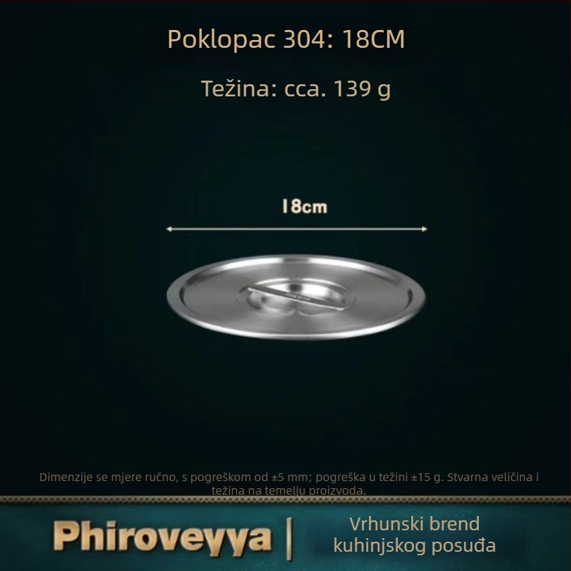 Poklop za lonac od 304 nehrđajućeg čelika, kvalitetan za hranu, višenamjenski i čvrst za kućnu uporabu